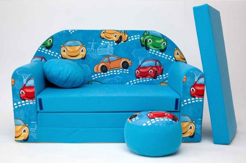 Bedroom Interior, Attractive Kids Sofa Bed for Active Children: Blue Kids Sofa Bed