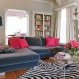 Living Room Interior, A Glamorous Navy Blue Sectional for Country Style Living Room: Classic Navy Blue Sectional