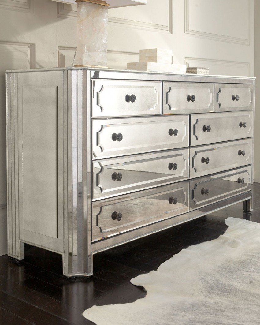 Bedroom Interior, Mirrored Chests: The “Invisible” Storage : Large Mirrored Chests