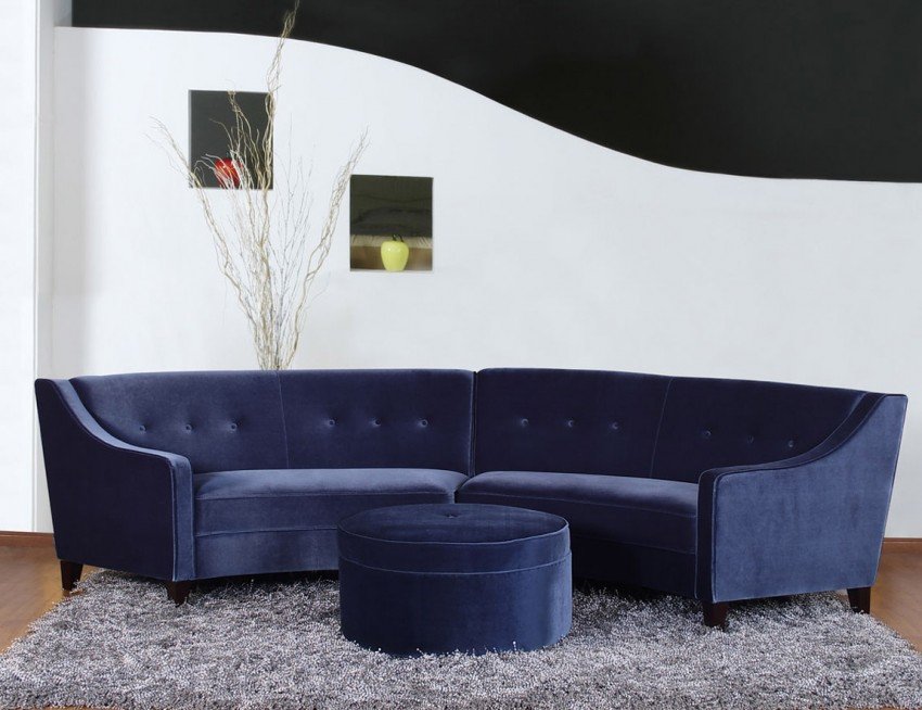 Living Room Interior, A Glamorous Navy Blue Sectional for Country Style Living Room: Modern Navy Blue Sectional