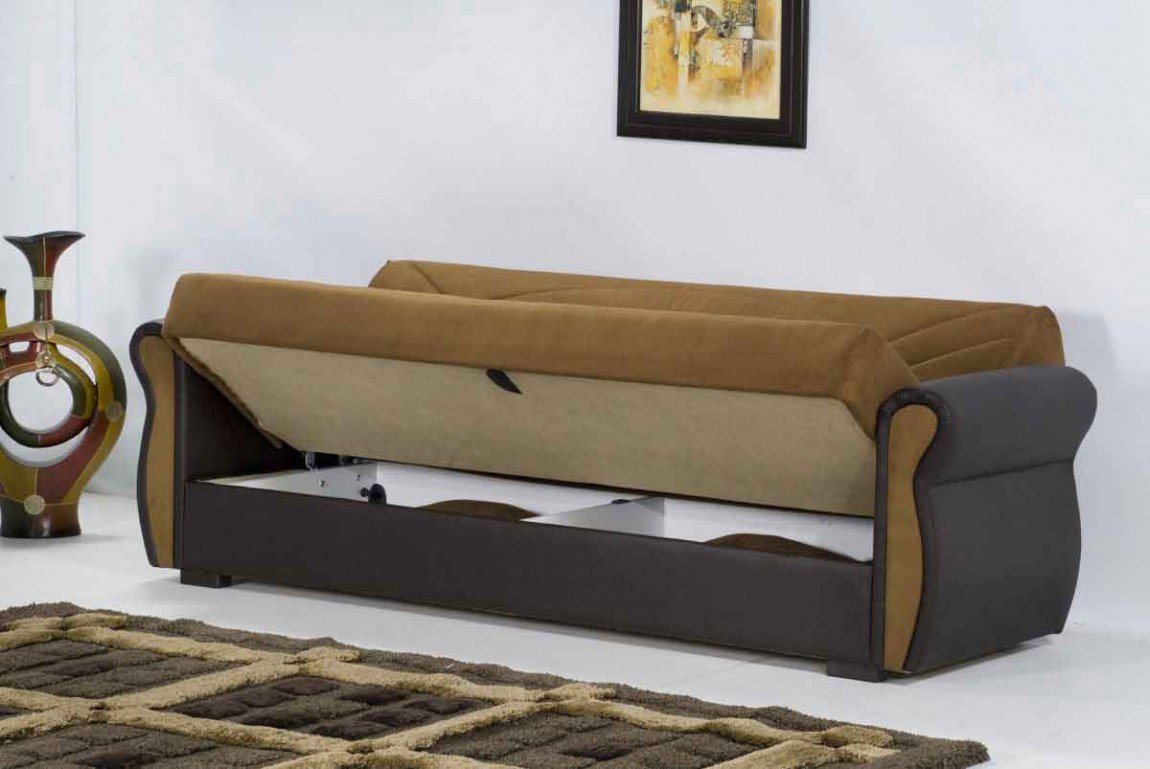 Home Interior, Why Hide a Bed Sofa?: Orange Brown Hide A Bed Sofa