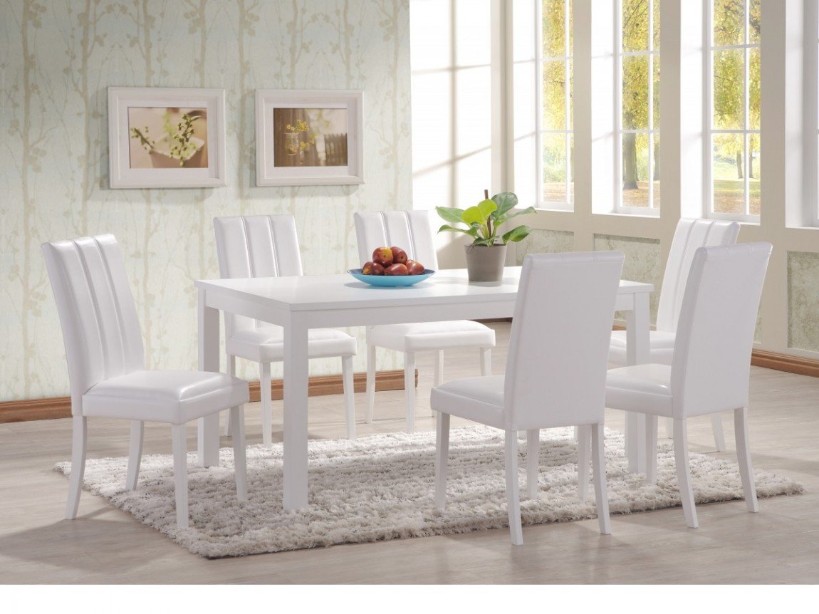 Dining Room Interior, Applying White Dining Sets to Get the Elegant Appearance: Simple White Dining Sets