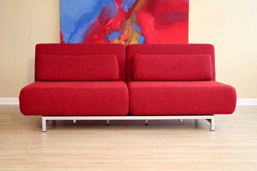 Living Room Interior, Bright Red Sleeper Sofa for Your Living Room: Small Red Sleeper Sofa